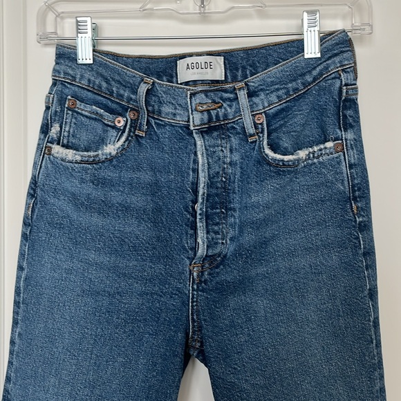 AGOLDE Riley High-Rise Straight Cropped Jeans in Silence Size 24 - Picture 3 of 7